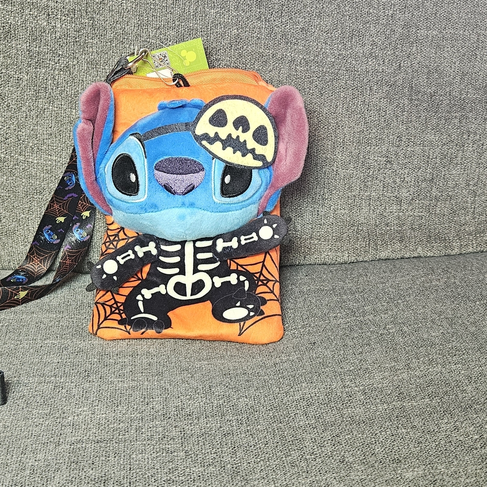 Disney Orange and Blue Stitch Kids Lanyard Pouch
